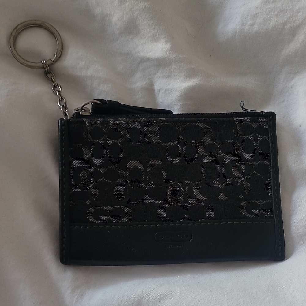 Coach Black Patterned Keychain Wallet - image 1